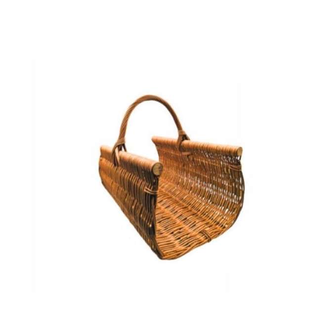 Wicker firewood basket for the fireplace basket with a handle