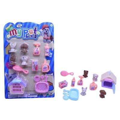 Dog spa mini dog figurines dog beauty salon accessories purple