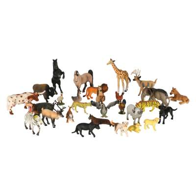 Animal figurines zoo safari farm animals accessories box of 28 pieces