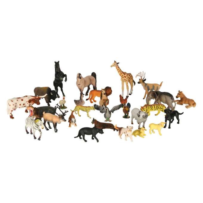 Animal figurines zoo safari farm animals accessories box of 28 pieces