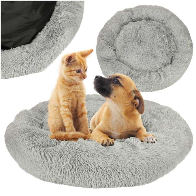 Plush Dog Bed 100 cm Light Gray