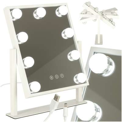 Lusterko do makijażu 9 LED z żarówkami USB 25x30cm