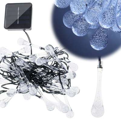 Lampki solarne ogrodowe sople 6,5m 30LED zimny bia