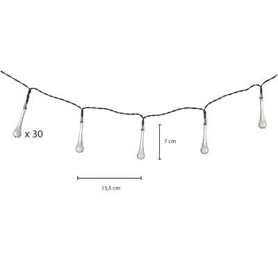 Lampki solarne ogrodowe sople 6,5m 30LED zimny bia