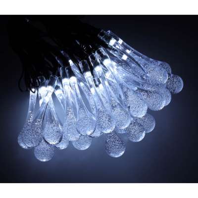 Lampki solarne ogrodowe sople 6,5m 30LED zimny bia
