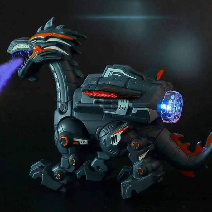 Smok interaktywny LED robot z efektem ognia i pary światła dźwięk