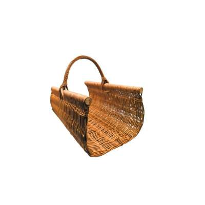 Wicker firewood basket for the fireplace basket with a handle