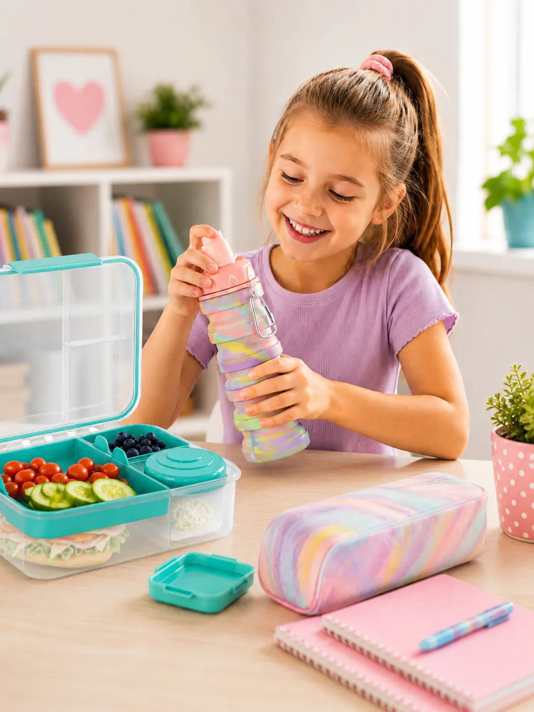 Lunch boxes and water bottles for children