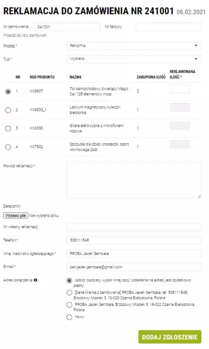 Uzupełnij formularz