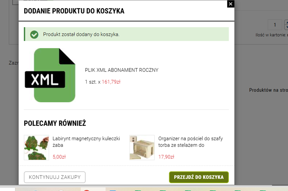 Dodanie produktu do koszyka