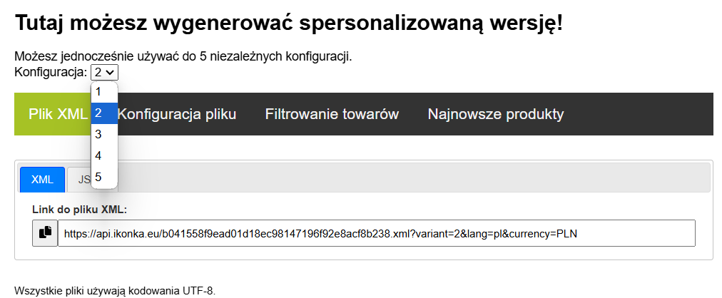 spersonalizowana wersja generatora