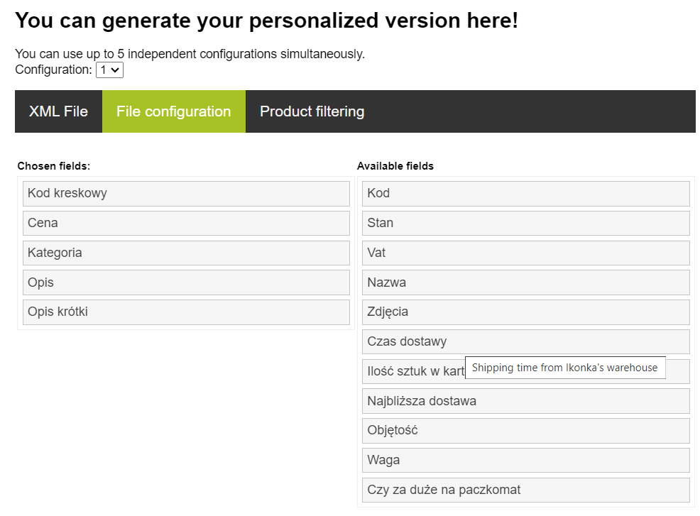 File configurations